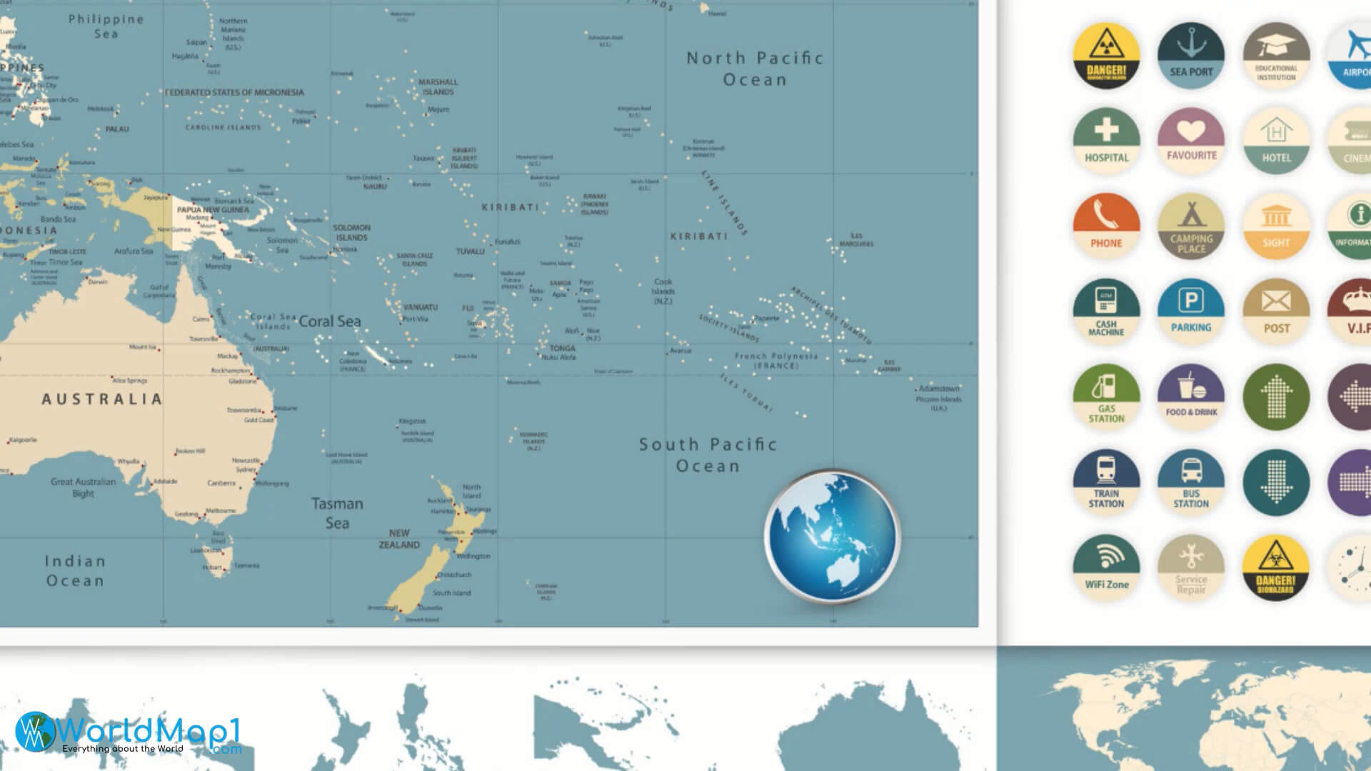 Australia and Oceania Icons Map